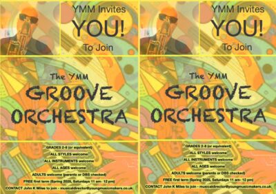 GROOVE ORCHESTRA activated! Groove Orchestra got off to a great start in January with 20+ members and room for plenty more! (Grades 2-8). Please email admin@youngmusicmakers.co.uk if you’d like to join us!